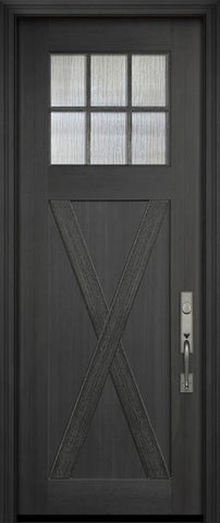 WDMA 36x96 Door (3ft by 8ft) Exterior Mahogany 36in x 96in Craftsman 6-Lite SDL X Panel Door 2
