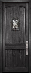 WDMA 36x96 Door (3ft by 8ft) Exterior Mahogany 36in x 96in Arch 2 Panel V-Grooved DoorCraft Door with Speakeasy 2