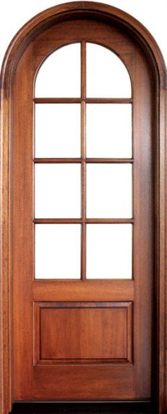 WDMA 36x96 Door (3ft by 8ft) French Swing Mahogany Pinehurst TDL 8 Lite Single Door/Round Top 1