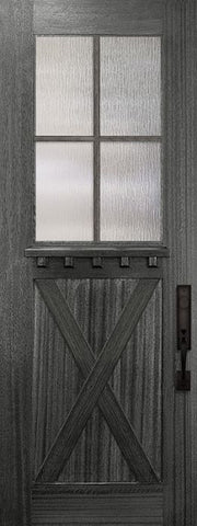 WDMA 36x96 Door (3ft by 8ft) Exterior Mahogany 36in x 96in Craftsman Tall 4 Lite SDL X Panel Door 1