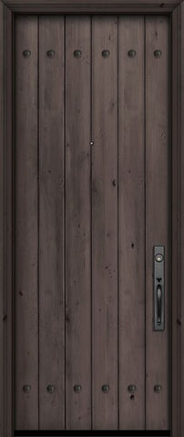 WDMA 36x96 Door (3ft by 8ft) Exterior Swing Knotty Alder 36in x 96in Square Top Plank Estancia Alder Door with Clavos 1