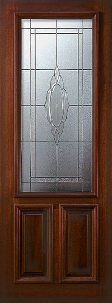 WDMA 36x96 Door (3ft by 8ft) Exterior Mahogany 36in x 96in 2/3 Lite Cameo 2 Panel DoorCraft Door 1