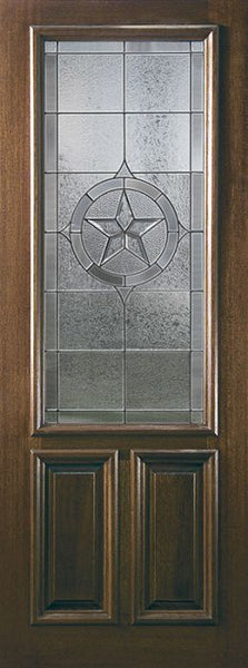 WDMA 36x96 Door (3ft by 8ft) Exterior Mahogany 36in x 96in 2/3 Lite Pecos 2 Panel DoorCraft Door 1