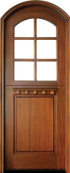 WDMA 36x96 Door (3ft by 8ft) Exterior Swing Mahogany Craftsman 1 Panel 6 Lite Arched Single Door/Arch Top Dutch Door 1