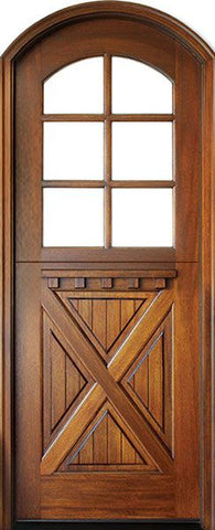 WDMA 36x96 Door (3ft by 8ft) Exterior Swing Mahogany Craftsman Crossbuck Panel 6 Lite Arched Single Door/Arch Top Dutch Door 1