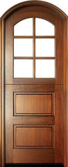 WDMA 36x96 Door (3ft by 8ft) Exterior Swing Mahogany Craftsman 2 Panel Horizontal 6 Lite Arched Single Door/Arch Top Dutch Door 1