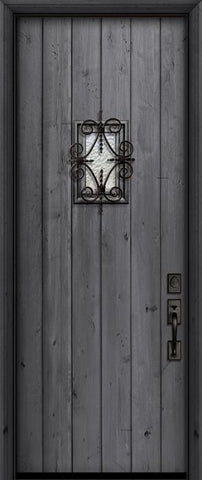 WDMA 36x96 Door (3ft by 8ft) Exterior Swing Mahogany 36in x 96in Square Top Plank Estancia Alder Door with Speakeasy 1