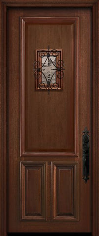 WDMA 36x96 Door (3ft by 8ft) Exterior Mahogany 36in x 96in 3 Panel Portobello Door with Speakeasy 2