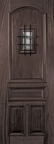 WDMA 36x96 Door (3ft by 8ft) Exterior Mahogany 36in x 96in 4 Panel Arch Portobello Door with Speakeasy 1