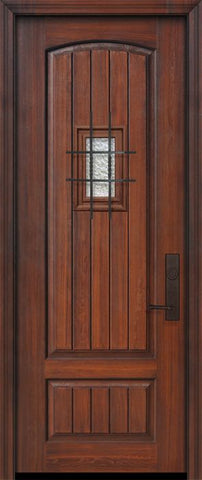 WDMA 36x96 Door (3ft by 8ft) Exterior Cherry Pro 96in 2 Panel Arch V-Groove Door with Speakeasy 1