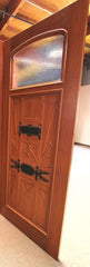 WDMA 36x96 Door (3ft by 8ft) Exterior Mahogany AN-2003-1 Hand Carved Art Nouveau Forged iron Glass Entry Single Door 3