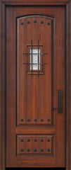 WDMA 36x96 Door (3ft by 8ft) Exterior Cherry Pro 96in 2 Panel Arch Door with Speakeasy / Clavos 1