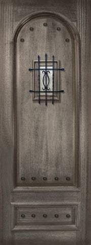 WDMA 36x96 Door (3ft by 8ft) Exterior Mahogany 36in x 96in Radius 2 Panel Portobello Door with Speakeasy / Clavos 1