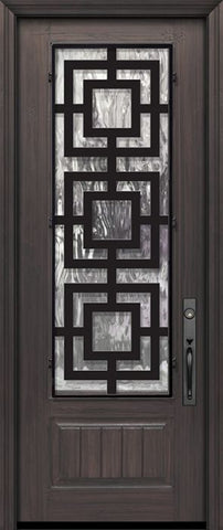 WDMA 36x96 Door (3ft by 8ft) Exterior Cherry Pro 96in 1 Panel 3/4 Lite Moderna Steel Grille Door 1