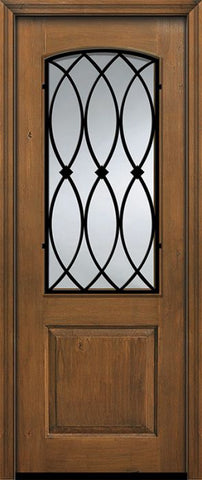 WDMA 36x96 Door (3ft by 8ft) Exterior Knotty Alder IMPACT | 96in 1 Panel 2/3 Arch Lite La Salle Door 1