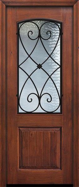 WDMA 36x96 Door (3ft by 8ft) Exterior Knotty Alder IMPACT | 96in 1 Panel 2/3 Arch Lite Charleston Door 1