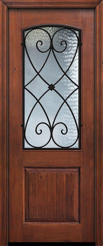 WDMA 36x96 Door (3ft by 8ft) Exterior Knotty Alder IMPACT | 96in 1 Panel 2/3 Arch Lite Charleston Door 1