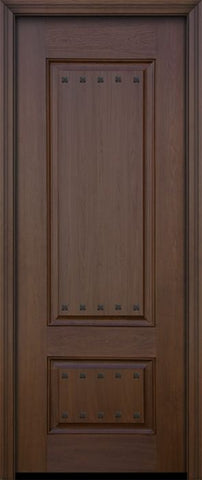 WDMA 36x96 Door (3ft by 8ft) Exterior Mahogany 96in 2 Panel Square Door with Clavos 1