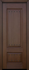 WDMA 36x96 Door (3ft by 8ft) Exterior Mahogany 96in 2 Panel Square Door with Clavos 1