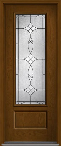 WDMA 36x96 Door (3ft by 8ft) Exterior Oak Blackstone 8ft 3/4 Lite 1 Panel Fiberglass Single Door 1