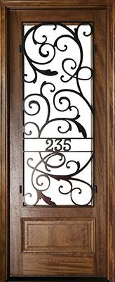 WDMA 36x96 Door (3ft by 8ft) Exterior Swing Mahogany Wakefield Single Door w Iron #2 1