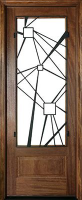 WDMA 36x96 Door (3ft by 8ft) Exterior Swing Mahogany Wakefield Single Door w Iron #1 1