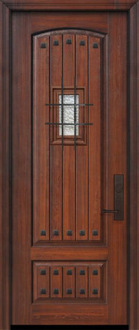 WDMA 36x96 Door (3ft by 8ft) Exterior Cherry 96in 2 Panel Arch V-Grooved or Knotty Alder Door with Speakeasy / Clavos 1