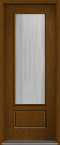 WDMA 36x96 Door (3ft by 8ft) Exterior Oak Chinchilla 8ft 3/4 Lite 1 Panel Fiberglass Single Door HVHZ Impact 1