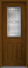 WDMA 36x96 Door (3ft by 8ft) Exterior Oak Saratoga 8ft Half Lite 2 Panel Fiberglass Single Door HVHZ Impact 1