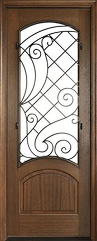 WDMA 36x96 Door (3ft by 8ft) Exterior Swing Mahogany Aberdeen Single Door w Iron #1 Left 1