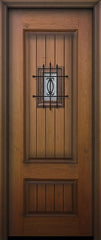 WDMA 36x96 Door (3ft by 8ft) Exterior Mahogany 96in 2 Panel Square V-Grooved Door with Speakeasy 1