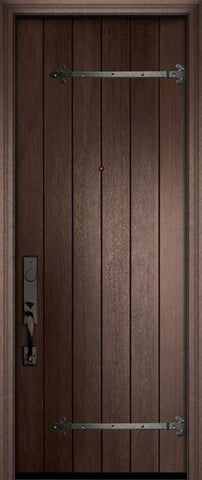 WDMA 36x96 Door (3ft by 8ft) Exterior Mahogany 96in Plank Door with Straps 1