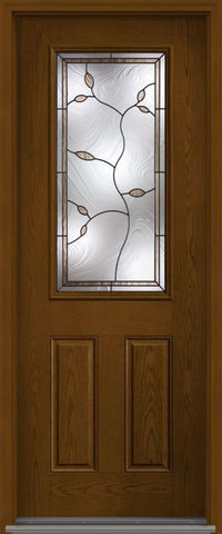 WDMA 36x96 Door (3ft by 8ft) Exterior Oak Avonlea 8ft Half Lite 2 Panel Fiberglass Single Door HVHZ Impact 1