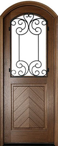 WDMA 36x96 Door (3ft by 8ft) Exterior Swing Mahogany Manchester Single Door/Arch Top w Iron #2 1