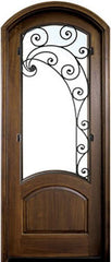 WDMA 36x96 Door (3ft by 8ft) Exterior Swing Mahogany Aberdeen Single Door/Arch Top w Iron #2 Right 1