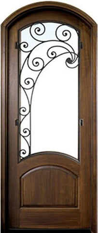 WDMA 36x96 Door (3ft by 8ft) Exterior Swing Mahogany Aberdeen Single Door/Arch Top w Iron #2 Left 1