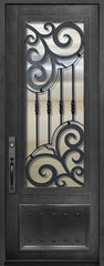 WDMA 36x96 Door (3ft by 8ft) Exterior 36in x 96in Barcelona 3/4 Lite Single Wrought Iron Entry Door 1
