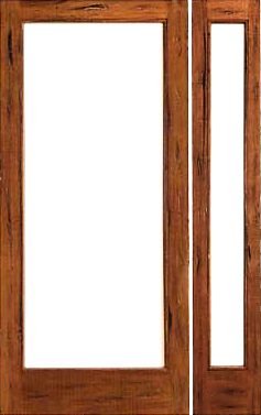 WDMA 38x80 Door (3ft2in by 6ft8in) French Tropical Hardwood Rustic-1-lite Patio Solid Wood IG Glass Side light Door 1