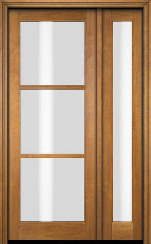 WDMA 38x80 Door (3ft2in by 6ft8in) Exterior Swing Mahogany 3 Lite TDL Single Entry Door Full Sidelight 1