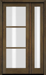 WDMA 38x80 Door (3ft2in by 6ft8in) Exterior Swing Mahogany 3 Lite TDL Single Entry Door Full Sidelight 3