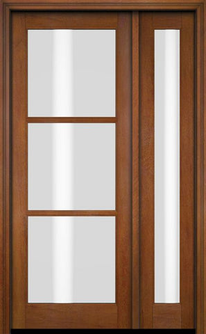 WDMA 38x80 Door (3ft2in by 6ft8in) Exterior Swing Mahogany 3 Lite TDL Single Entry Door Full Sidelight 4
