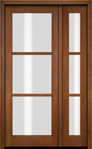 WDMA 38x80 Door (3ft2in by 6ft8in) Exterior Swing Mahogany 3 Lite TDL Single Entry Door Sidelight 4