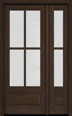 WDMA 38x80 Door (3ft2in by 6ft8in) Exterior Swing Mahogany 3/4 4 Lite TDL Single Entry Door Sidelight 1