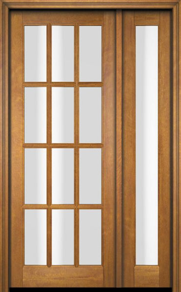 WDMA 38x80 Door (3ft2in by 6ft8in) Exterior Swing Mahogany 12 Lite TDL Single Entry Door Full Sidelight 1
