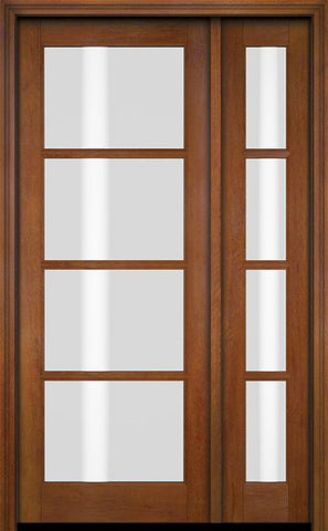 WDMA 38x80 Door (3ft2in by 6ft8in) Exterior Swing Mahogany 4 Lite TDL Single Entry Door Sidelight 4