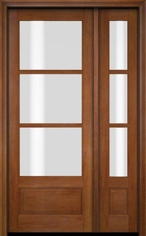 WDMA 38x80 Door (3ft2in by 6ft8in) Exterior Swing Mahogany 3/4 3 Lite TDL Single Entry Door Sidelight 5