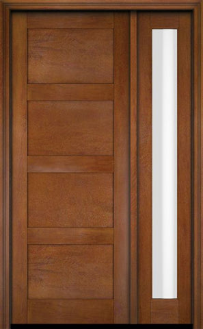 WDMA 38x80 Door (3ft2in by 6ft8in) Exterior Swing Mahogany Modern 4 Flat Panel Shaker Single Entry Door Sidelight 4
