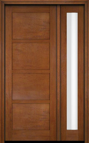 WDMA 38x80 Door (3ft2in by 6ft8in) Exterior Swing Mahogany 4 Panel Windermere Shaker Single Entry Door Sidelight 4