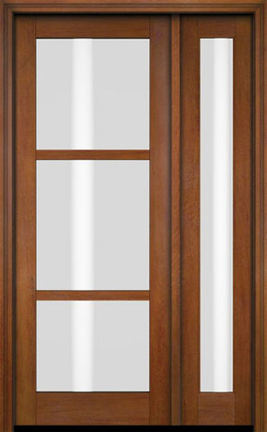 WDMA 38x80 Door (3ft2in by 6ft8in) Exterior Swing Mahogany 3 Lite Windermere Shaker Single Entry Door Sidelight 4