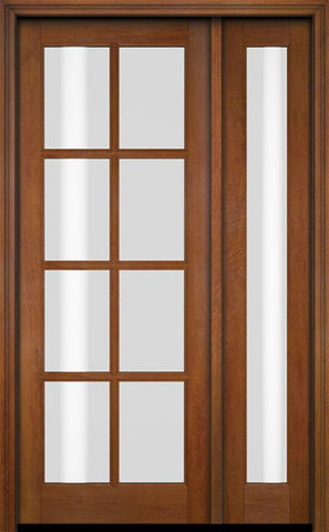 WDMA 38x80 Door (3ft2in by 6ft8in) Exterior Swing Mahogany 8 Lite TDL Single Entry Door Full Sidelight 4